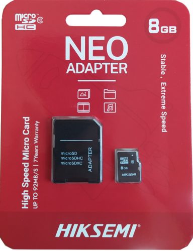 MicroSD kártya 8 GB Hiksemi NEO HS-TF-C1 adapteres